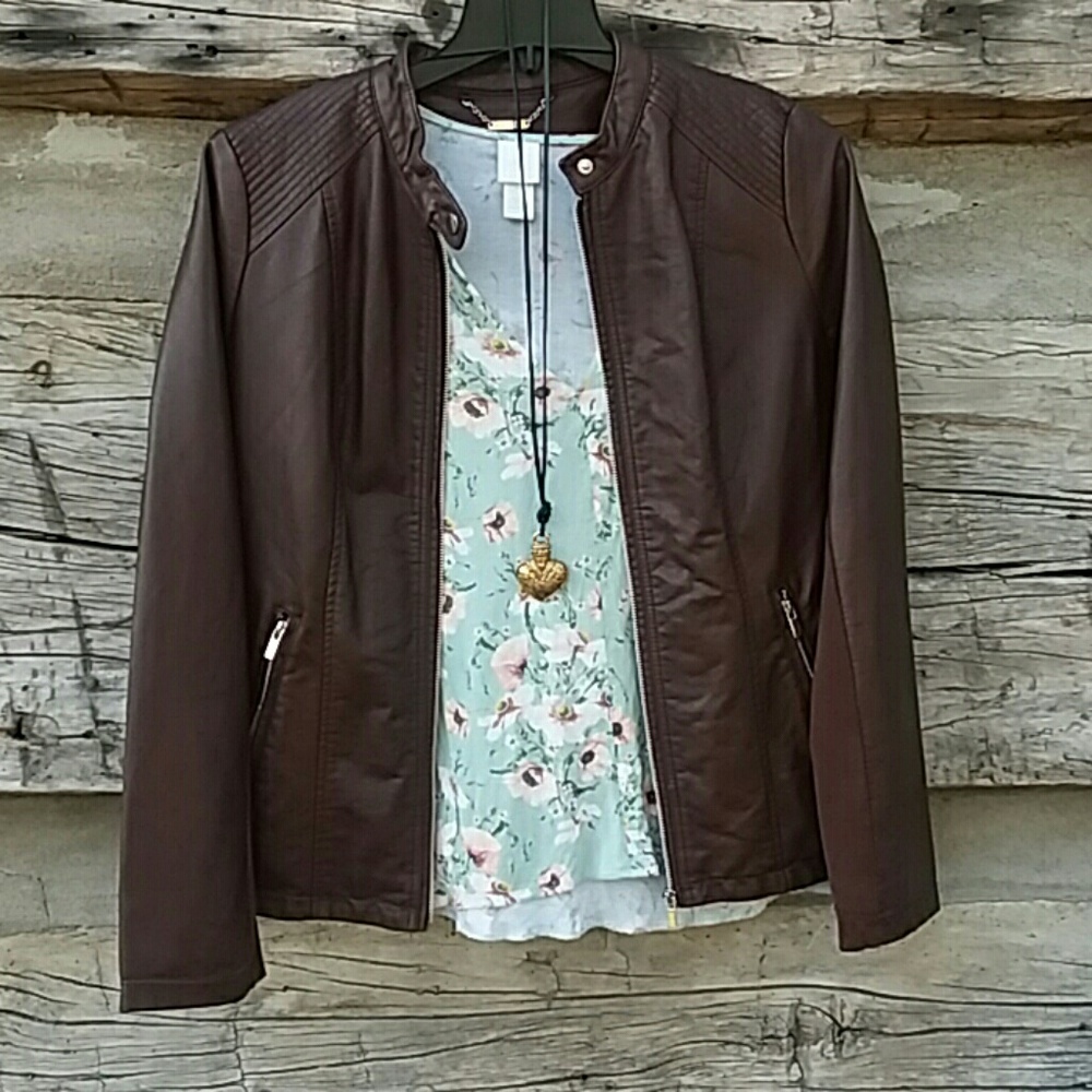 Set of Ana faux leather jacket & H&M top large